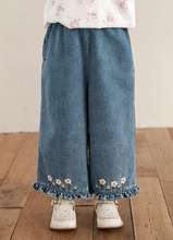 Load image into Gallery viewer, Embroidered Floral Wide Leg Jeans