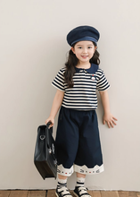 Load image into Gallery viewer, Navy Stripe Collar Tee