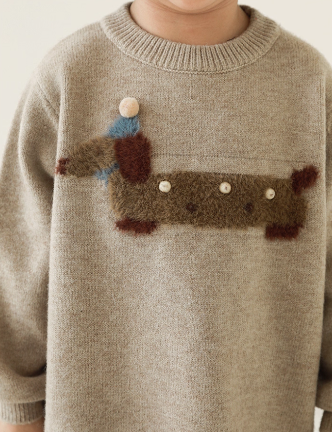Fluffy Dachshund Knitted Jumper