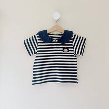 Load image into Gallery viewer, Navy Stripe Collar Tee