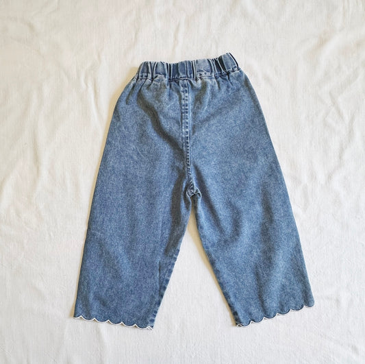 Blue Leopard Wide Leg Jeans