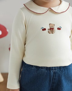 Cherry Teddy Collar Top