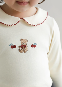 Cherry Teddy Collar Top