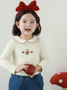 Cherry Teddy Collar Top