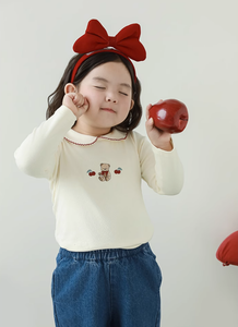 Cherry Teddy Collar Top