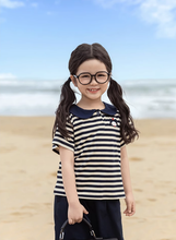 Load image into Gallery viewer, Navy Stripe Collar Tee
