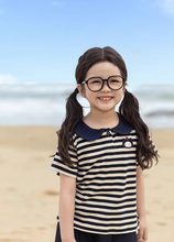 Load image into Gallery viewer, Navy Stripe Collar Tee
