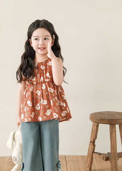Tangerine Bunny Peplum Top
