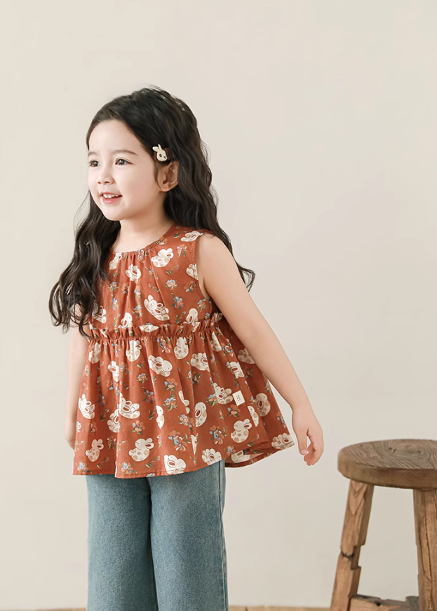 Tangerine Bunny Peplum Top