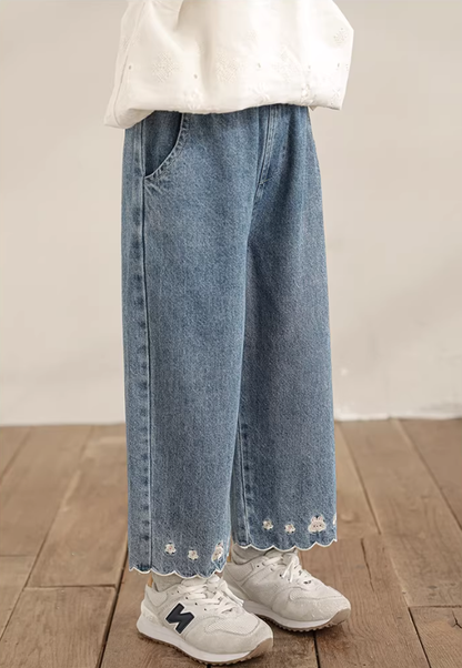 Embroidered Bunny Straight Leg Jeans