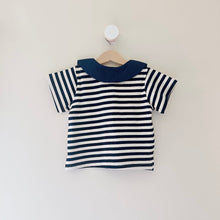 Load image into Gallery viewer, Navy Stripe Collar Tee

