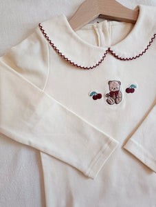 Cherry Teddy Collar Top