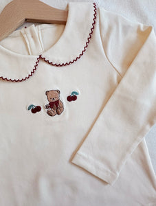Cherry Teddy Collar Top