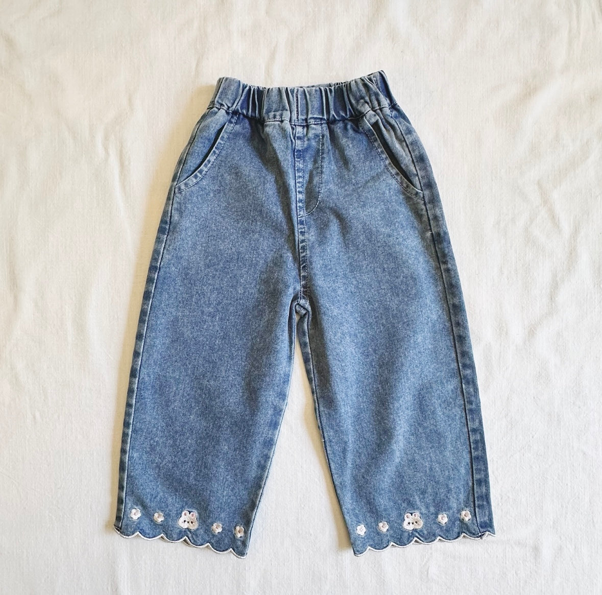 Embroidered Bunny Straight Leg Jeans