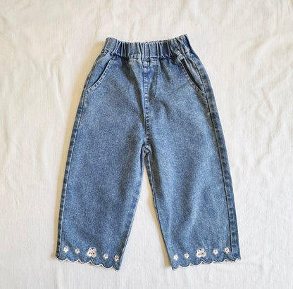 Embroidered Bunny Straight Leg Jeans