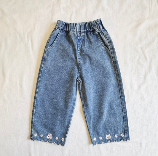 Embroidered Bunny Straight Leg Jeans