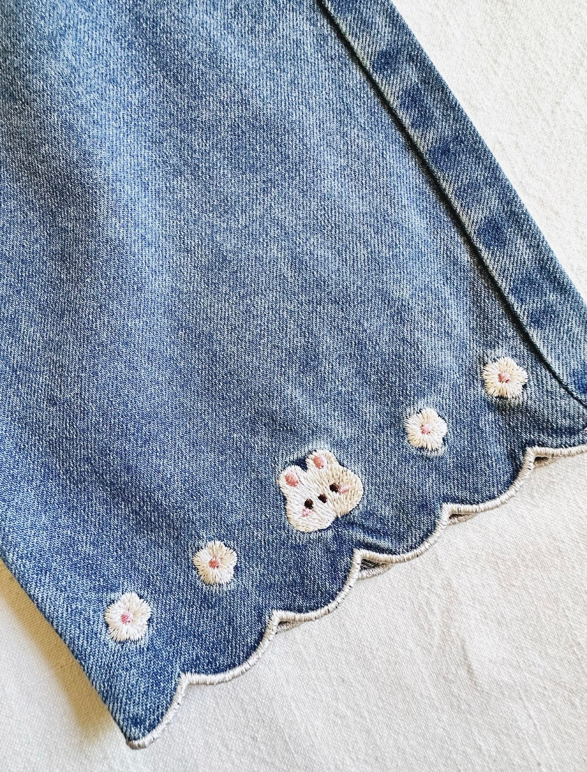 Embroidered Bunny Straight Leg Jeans