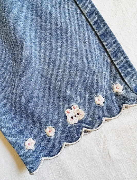 Embroidered Bunny Straight Leg Jeans