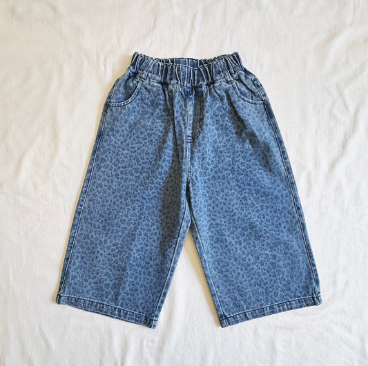 Blue Leopard Wide Leg Jeans