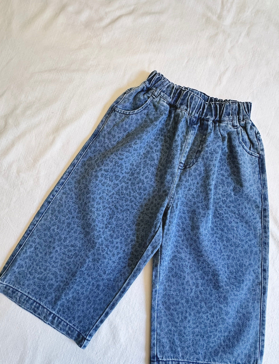 Blue Leopard Wide Leg Jeans