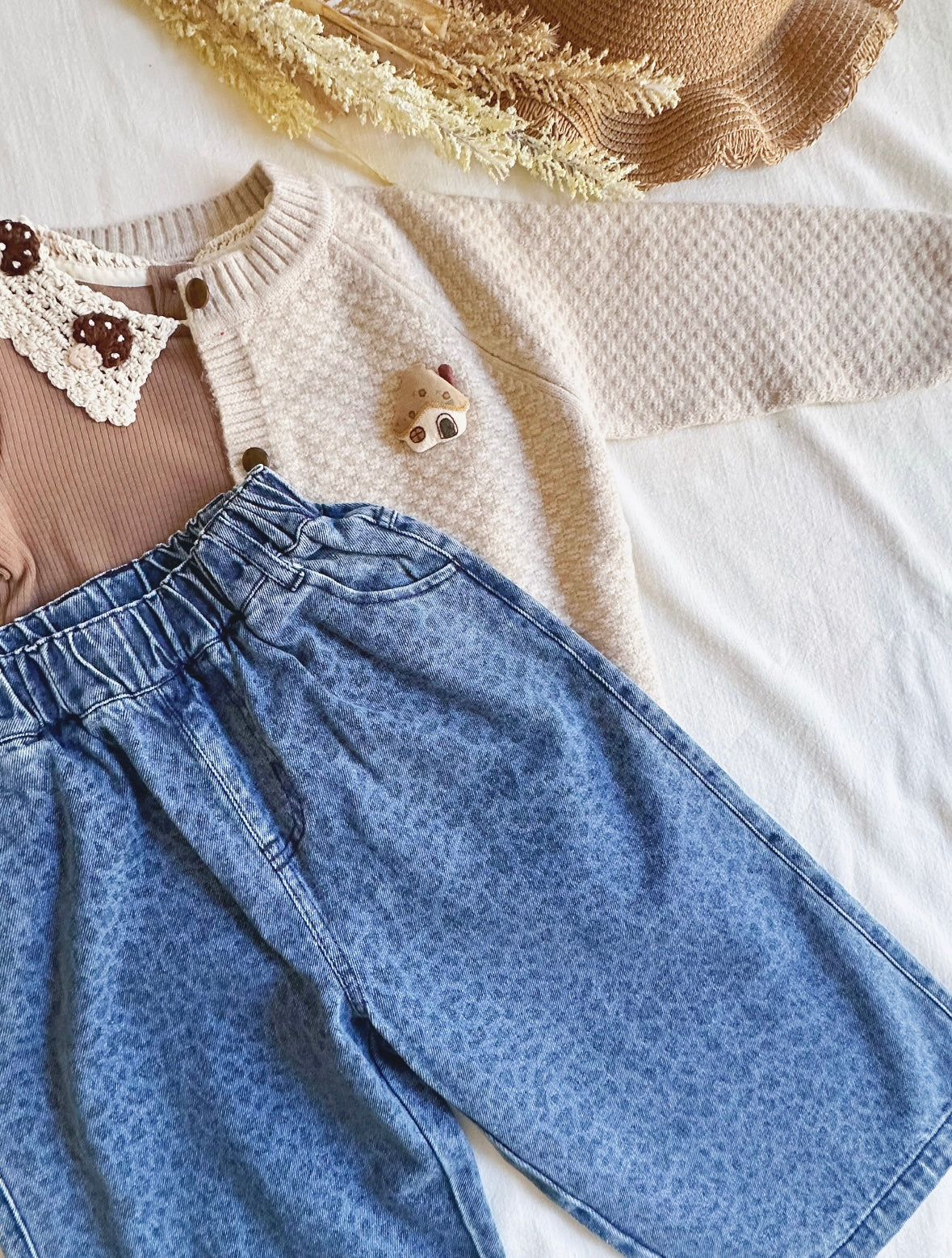 Blue Leopard Wide Leg Jeans