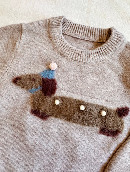 Fluffy Dachshund Knitted Jumper
