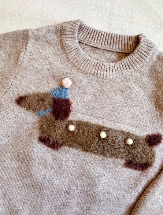 Fluffy Dachshund Knitted Jumper
