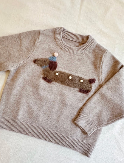 Fluffy Dachshund Knitted Jumper